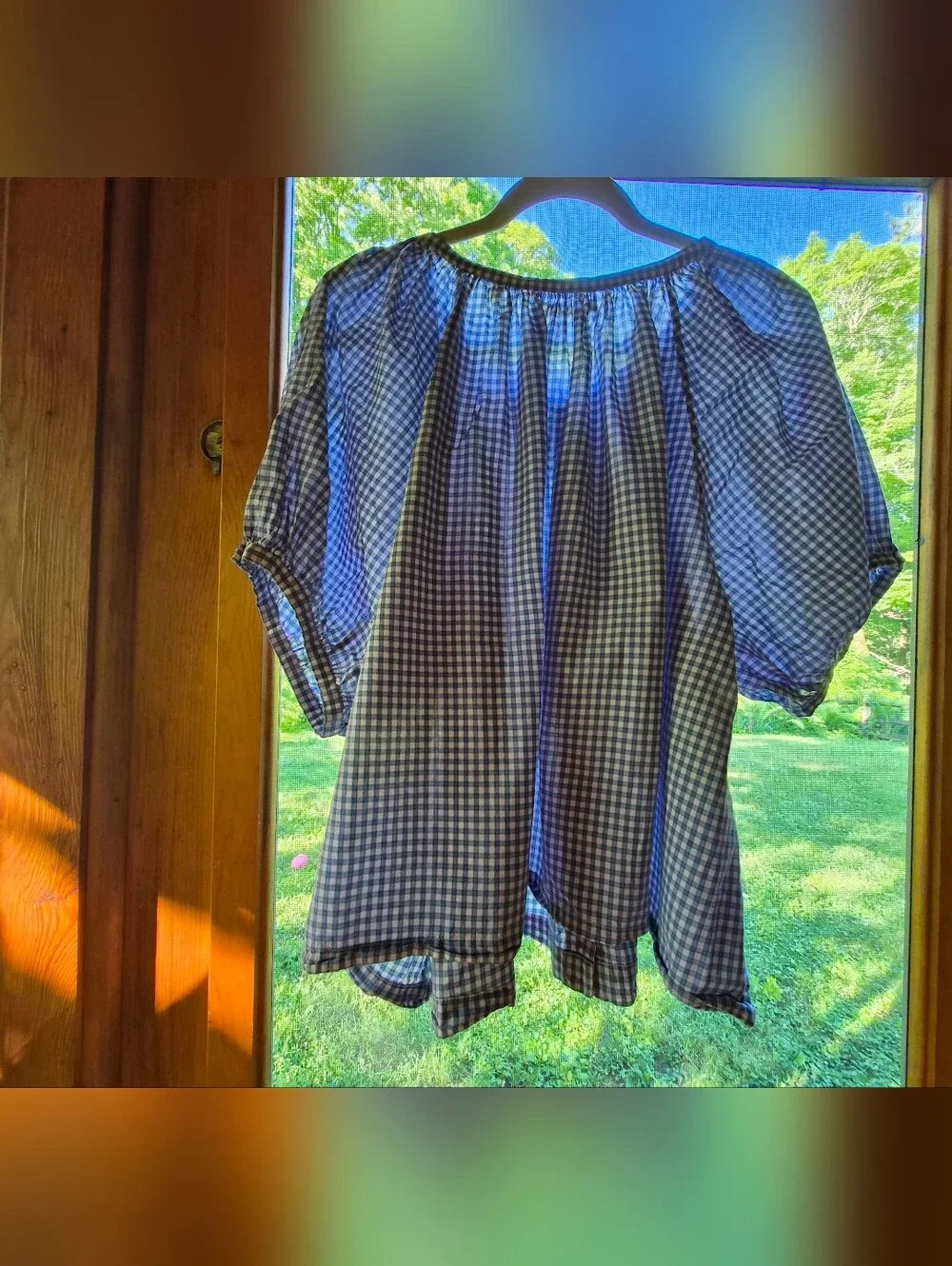 Doen June Top in Blue Gingham Cotton XXL (Retail $188)